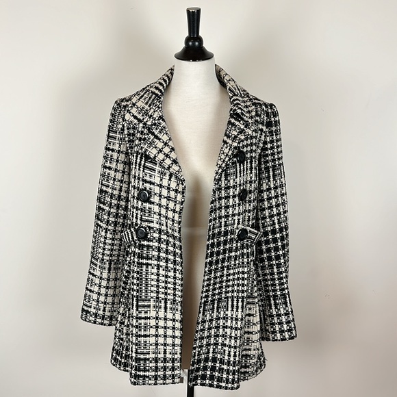 Luxe by Arden B black and white tweed peacoat size L large - Picture 4 of 5